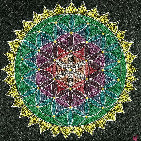 Meditative & Methodical Abstracts: Mandala Flower Of Life III by Nadya Al-Haroun