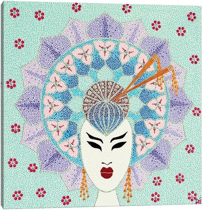 Mandala Geisha Canvas Art Print - Mandala Art