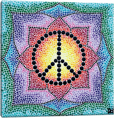 Mandala Peace Canvas Art Print - Peace Sign Art
