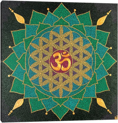 Mandala Flower Of Life Om Canvas Art Print - Mandala Art