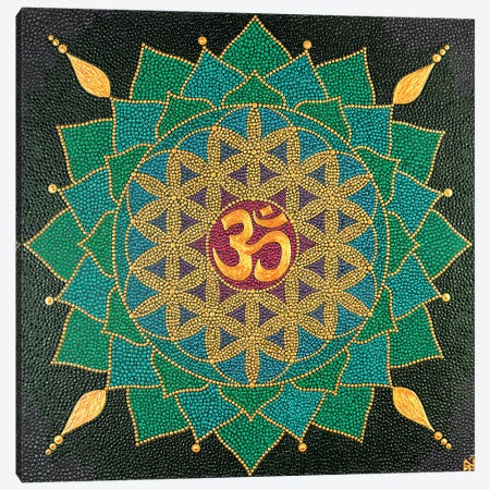 Mandala Flower Of Life Om Canvas Print #NAH28} by Nadya Al-Haroun Art Print