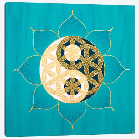 Yinyang Flower Of Life II Canvas Print #NAH39} by Nadya Al-Haroun Canvas Wall Art