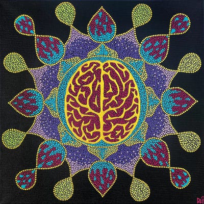 Golden Brain Mandala by Nadya Al-Haroun art print