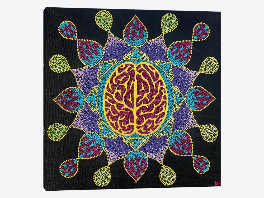Golden Brain Mandala by Nadya Al-Haroun 1-piece Canvas Art
