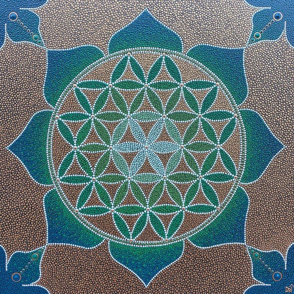 Mandalas: Flower Of Life Mandala by Nadya Al-Haroun