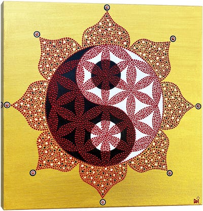 Yin Yang Flower Canvas Art Print - Mandala Art