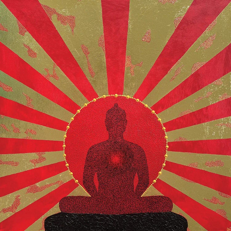 Buddha With Golden Sun by Nadya Al-Haroun wall art