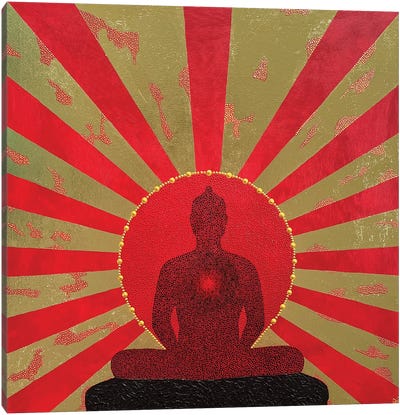 Buddha With Golden Sun Canvas Art Print - Buddha