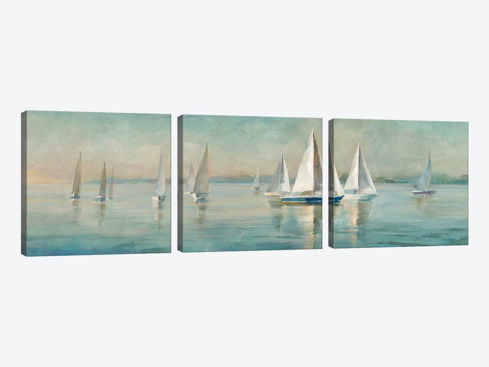 Sailboats at Sunrise by Danhui Nai 3-piece Canvas Art Print