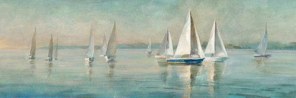 Sailboats: Sailboats at Sunrise Panoramic by Danhui Nai