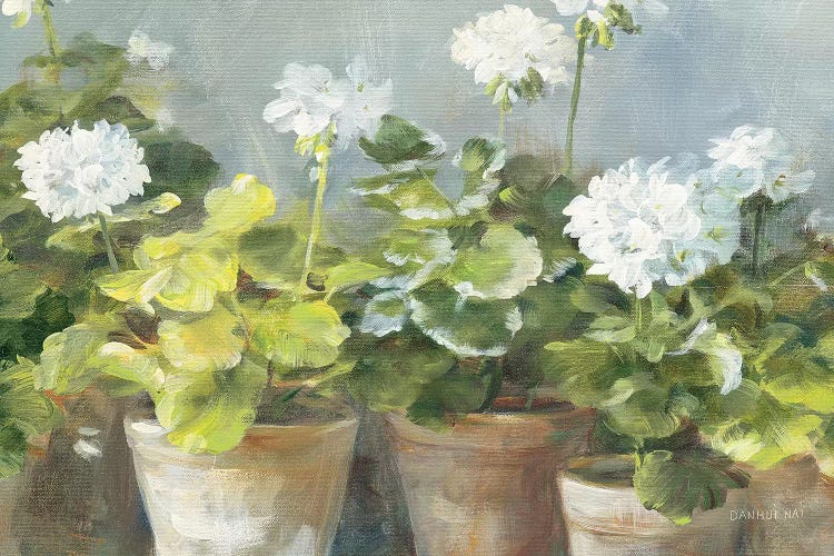 White Geraniums v2 by Danhui Nai wall art