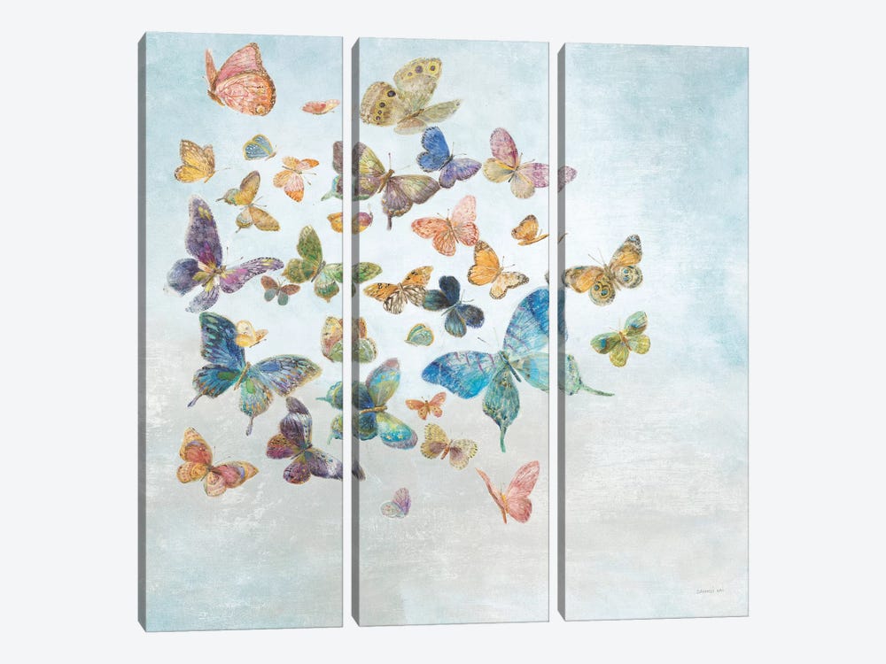 Beautiful Butterflies v3 Sq Light by Danhui Nai 3-piece Canvas Art Print