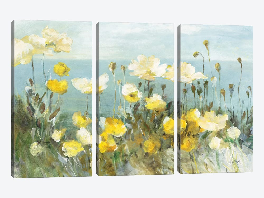Field of Poppies Bright by Danhui Nai 3-piece Canvas Print