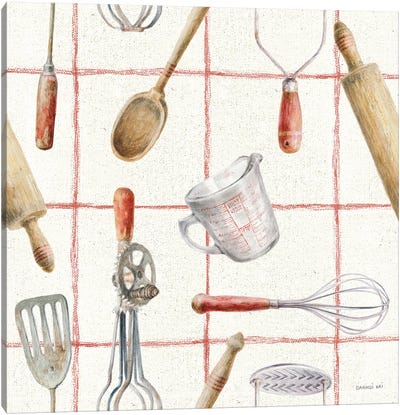 Kitchen Floursack Pattern IVA Canvas Art Print - Cooking & Baking Art