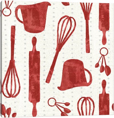 Kitchen Floursack Pattern VIA Canvas Art Print - Cooking & Baking Art