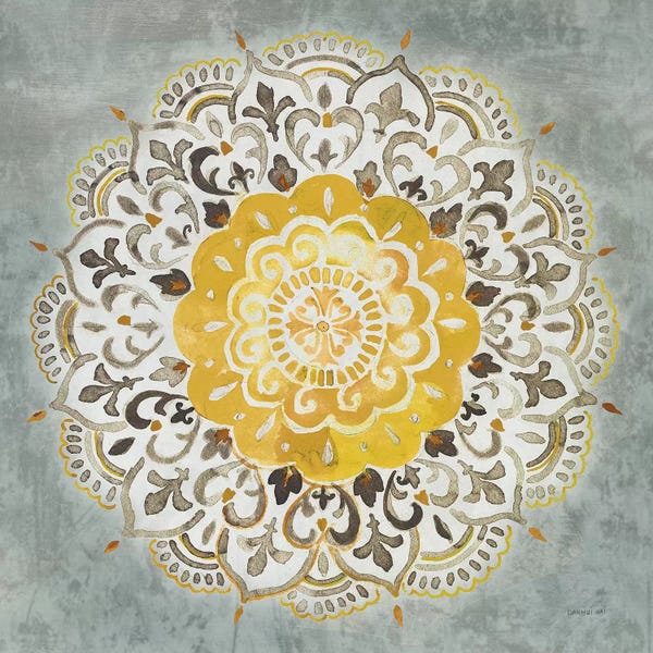 Danhui Nai: Mandala Delight IV Yellow Gray by Danhui Nai