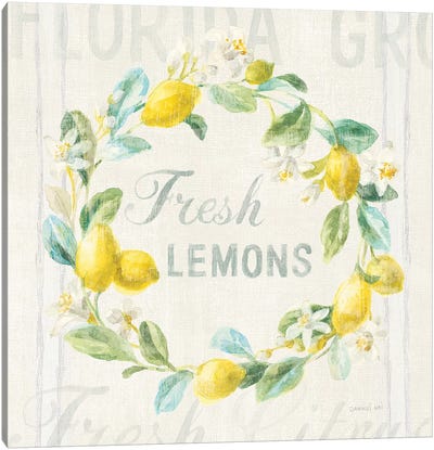 Floursack Lemon V Canvas Art Print - Lemon & Lime Art