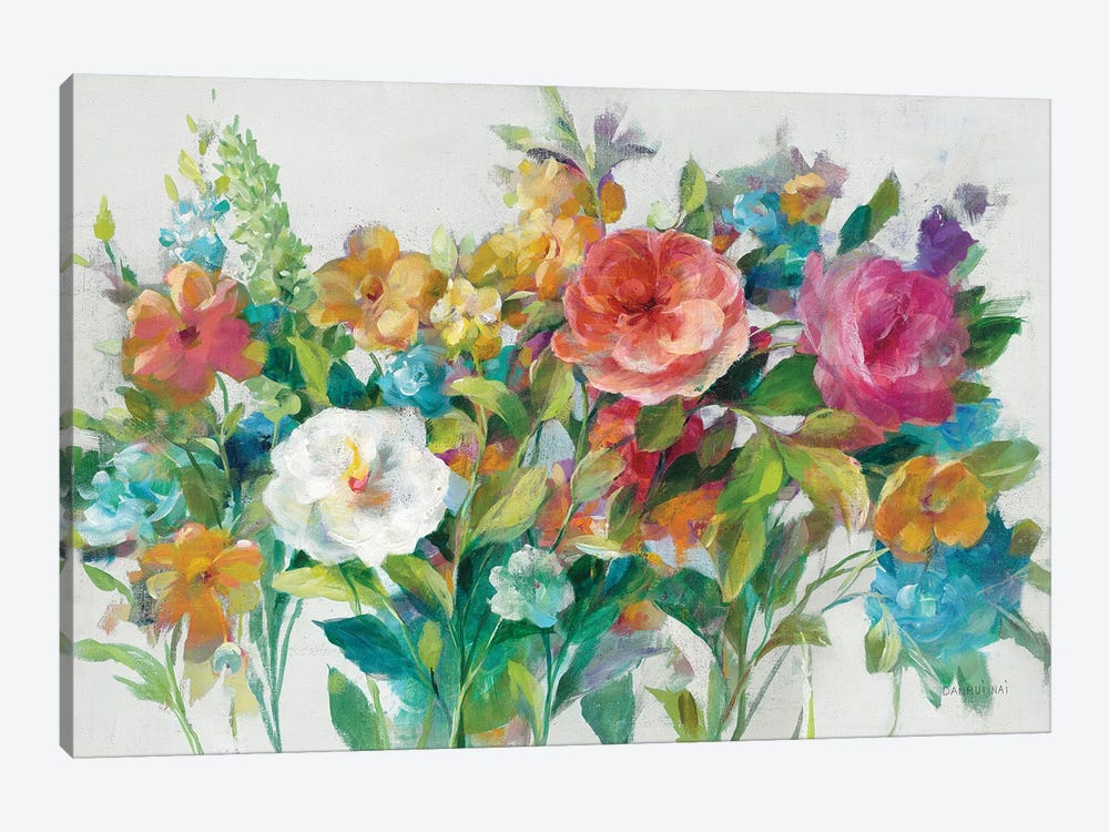Country Florals Neutral by Danhui Nai 1-piece Canvas Wall Art