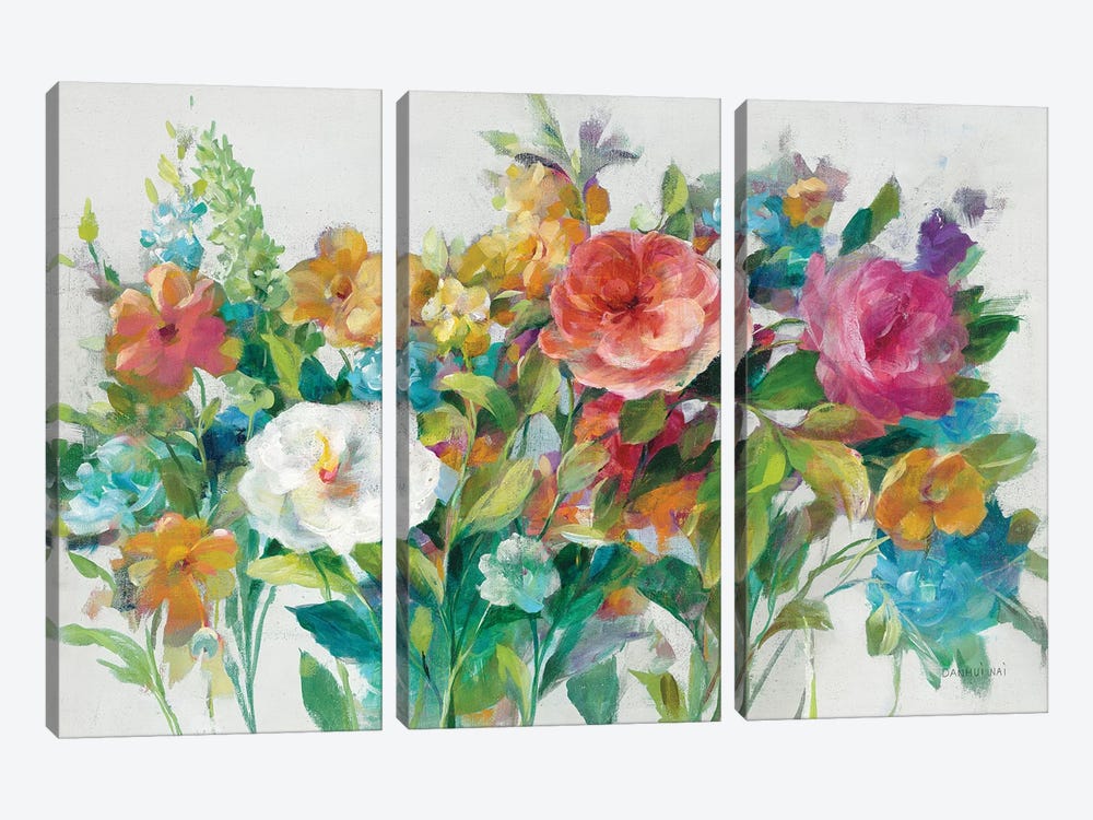 Country Florals Neutral by Danhui Nai 3-piece Canvas Artwork