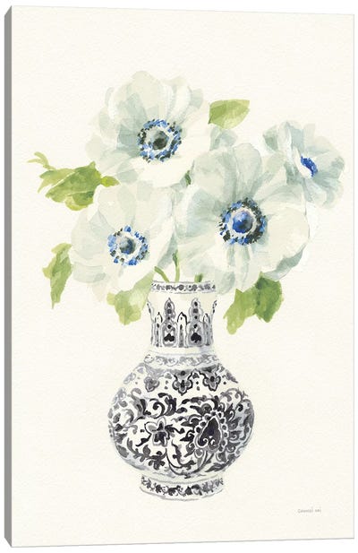 Floral Chinoiserie I Black Crop Canvas Art Print - Danhui Nai