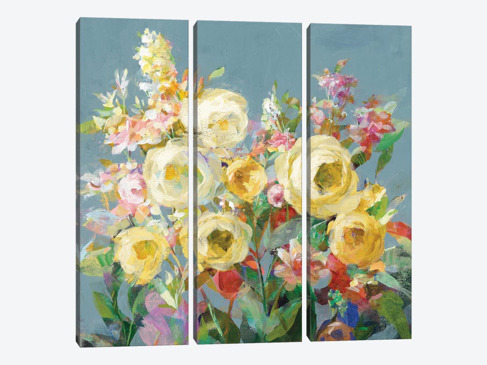 Joy of the Garden Sq I Yellow by Danhui Nai 3-piece Canvas Art Print