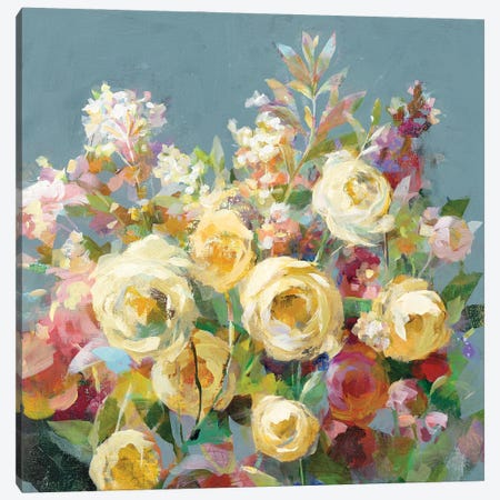 Joy of the Garden Sq II Yellow Canvas Print #NAI192} by Danhui Nai Art Print