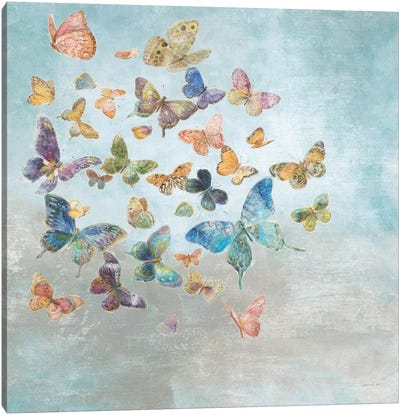 Beautiful Butterflies Square Canvas Art Print - Art for Girls