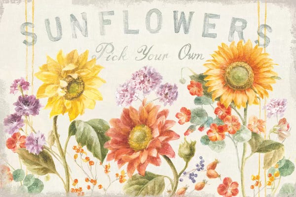 Sunflowers: Floursack Autumn IX Sunflowers by Danhui Nai