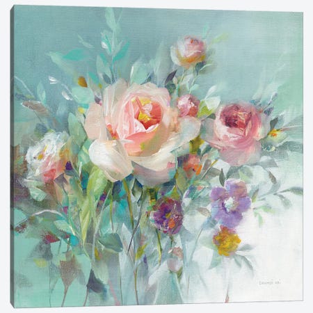 Summer Garden Roses Canvas Print #NAI218} by Danhui Nai Canvas Wall Art
