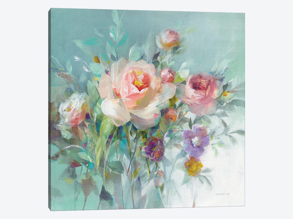 Summer Garden Roses by Danhui Nai 1-piece Canvas Artwork