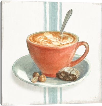 Wake Me Up Coffee III with Stripes Canvas Art Print - Danhui Nai