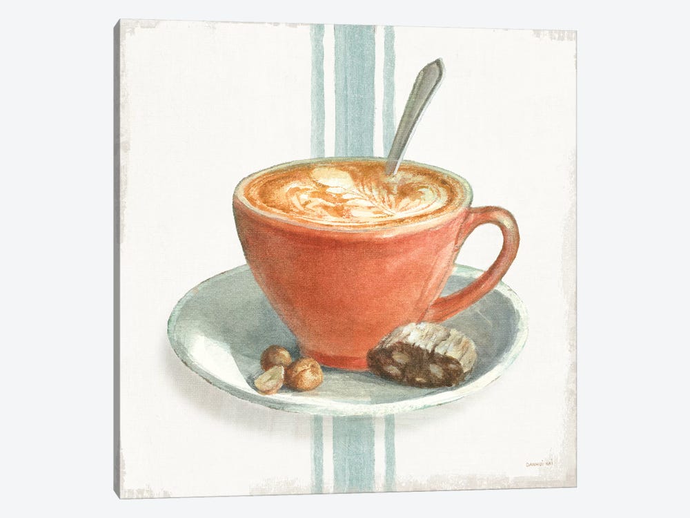 Wake Me Up Coffee III with Stripes 1-piece Canvas Print