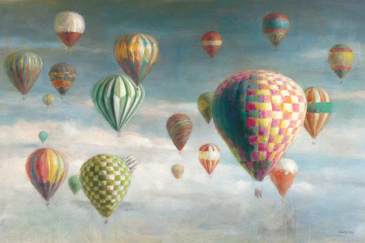 Hot Air Balloons with Pink Crop by Danhui Nai wall art