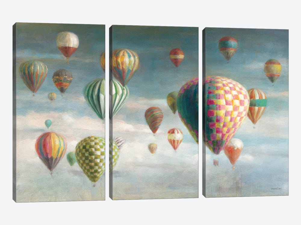 Hot Air Balloons with Pink Crop 3-piece Canvas Artwork