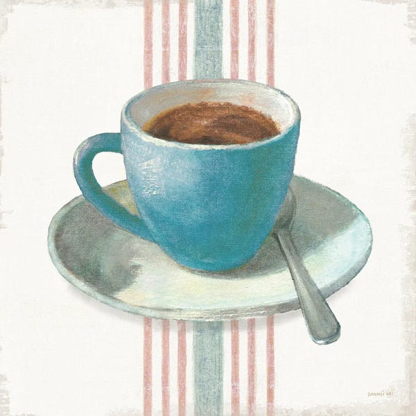 Danhui Nai: Wake Me Up Coffee IV Blue with Stripes No Cookie by Danhui Nai