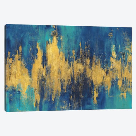 Blue And Gold Abstract Crop Canvas Print #NAI276} by Danhui Nai Canvas Print