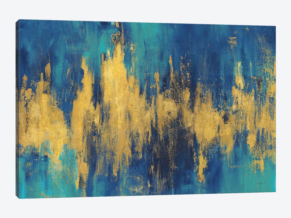 Blue And Gold Abstract Crop by Danhui Nai 1-piece Canvas Artwork