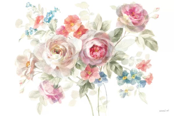 Shabby Chic Décor: Cottage Garden I on White by Danhui Nai