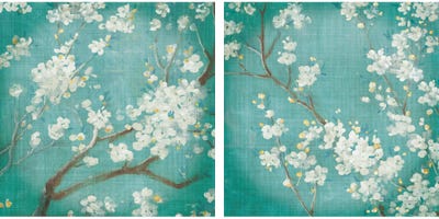 White Cherry Blossoms Diptych by Danhui Nai multi panel art