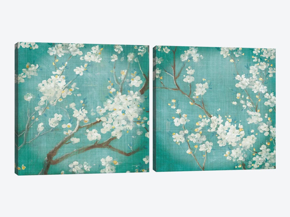 White Cherry Blossoms Diptych by Danhui Nai 2-piece Canvas Art