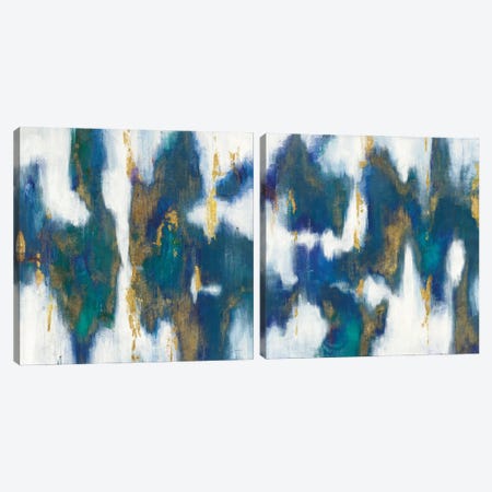 Blue Texture Diptych Canvas Print Set #NAI2HSET002} by Danhui Nai Canvas Wall Art