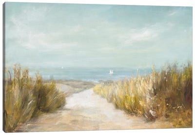 Distant Sails Canvas Art Print - Sandy Beach Art