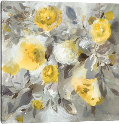 Floral Uplift Yellow Gray Canvas Art Print - Danhui Nai