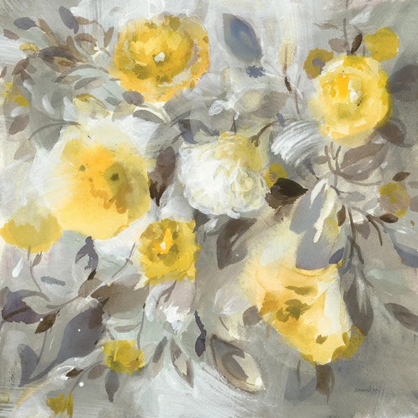 Danhui Nai: Floral Uplift Yellow Gray by Danhui Nai