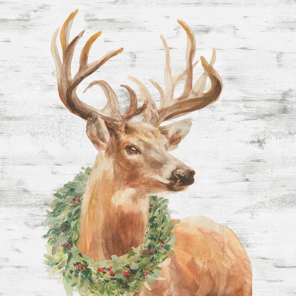 Deer: Woodland Holidays Stag Gray by Danhui Nai