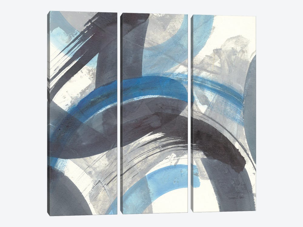 Blue Brushy Abstract II by Danhui Nai 3-piece Canvas Print