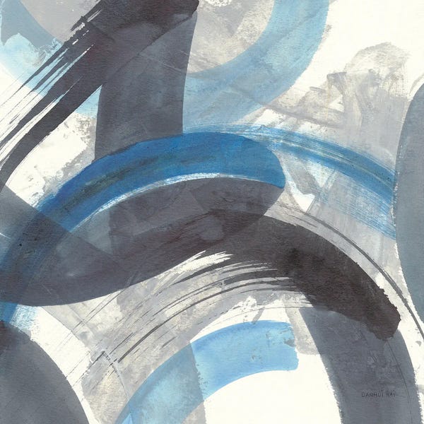 Danhui Nai: Blue Brushy Abstract II by Danhui Nai
