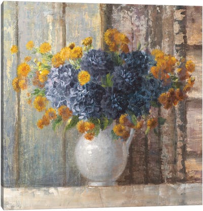 Fall Blue Dahlia Bouquet Canvas Art Print - Danhui Nai