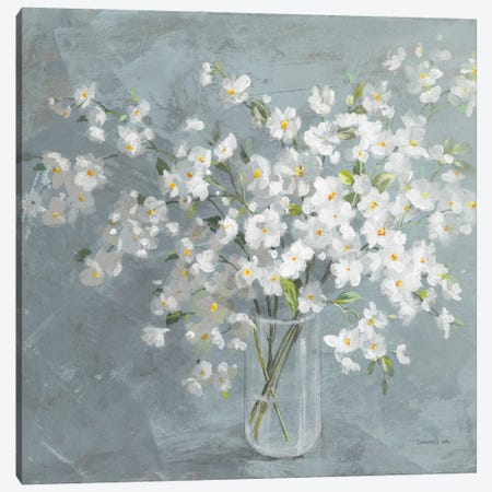 Fresh White Bouquet On Gray Background Canvas Print #NAI382} by Danhui Nai Canvas Artwork