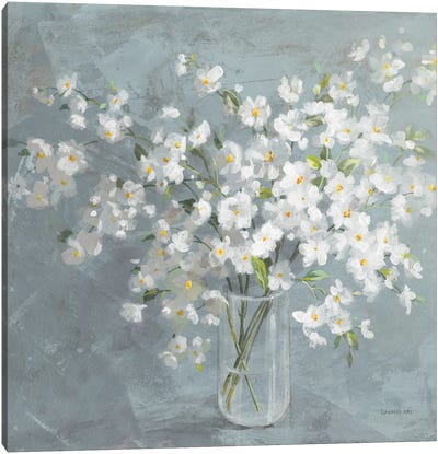 Fresh White Bouquet On Gray Background Canvas Art Print - Danhui Nai